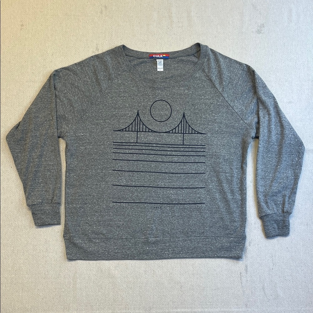 CULK USA Gray Graphic Sweatshirt Large Minimalist Pullover NWT - Picture 1 of 7
